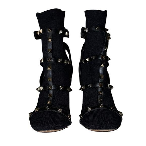 Valentino Bodytech Gold Rockstud Black Ankle Boots Size 38.5 - Picture 3 of 16
